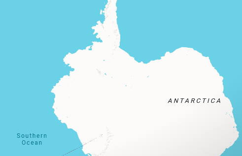 Google Maps view of the Southern Ocean around Antarctica