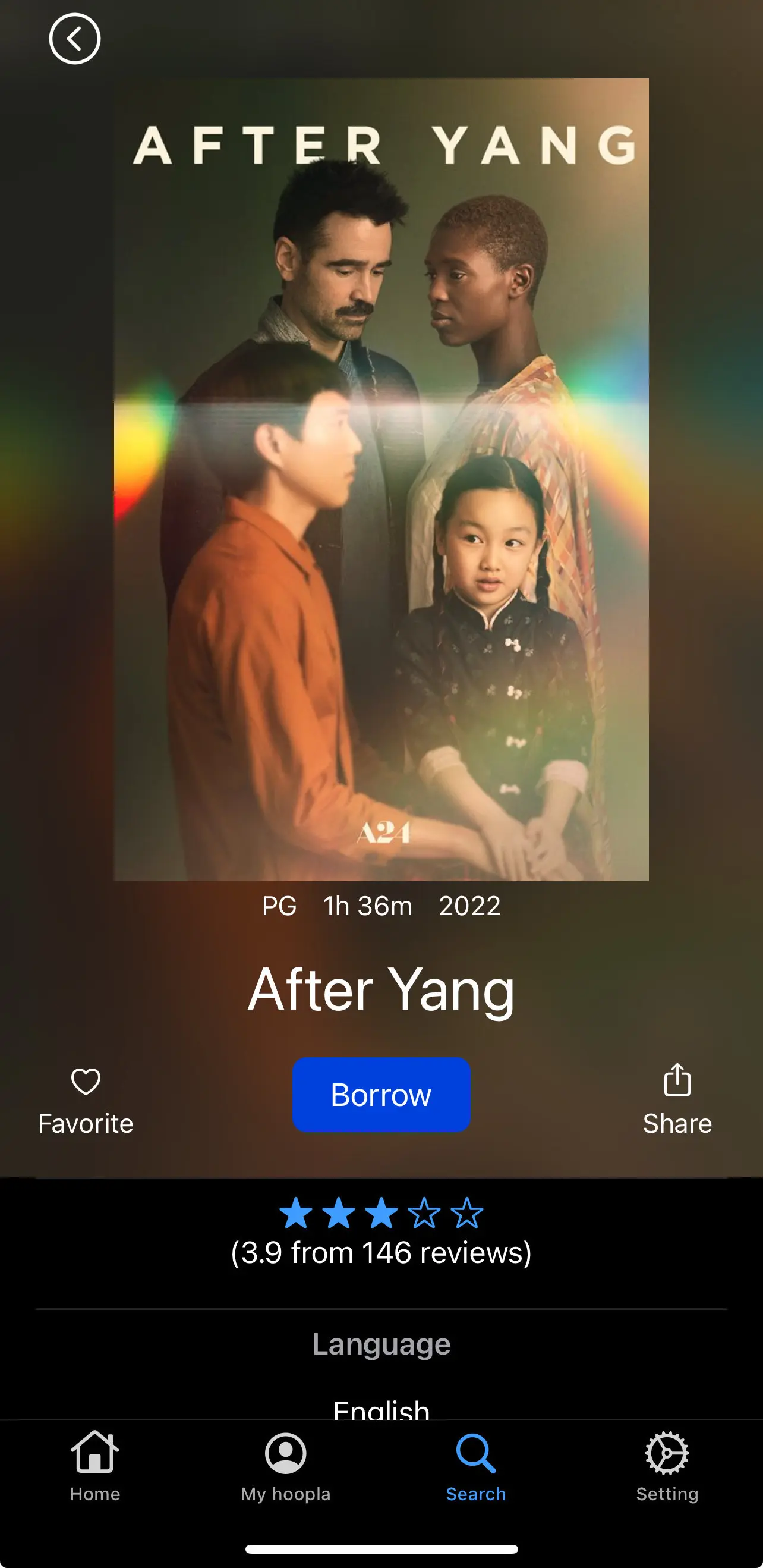 Screenshot of After Yang in the Hoopla App