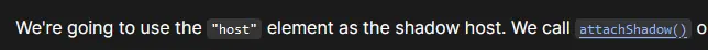 A screenshot of MDN docs about shadow DOM